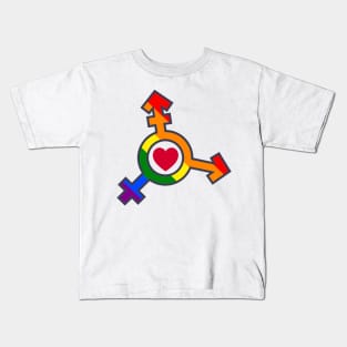 Rainbow Trans Symbol LGBTQ Pride Heart Kids T-Shirt